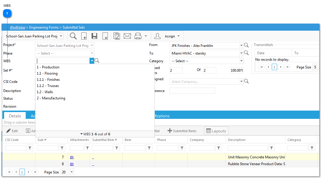 Linking WBS Codes to Records