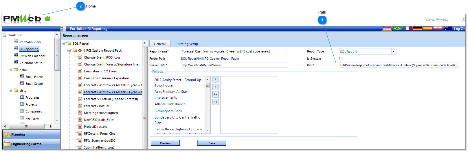 Portfolio View - BI Reporting Report Path