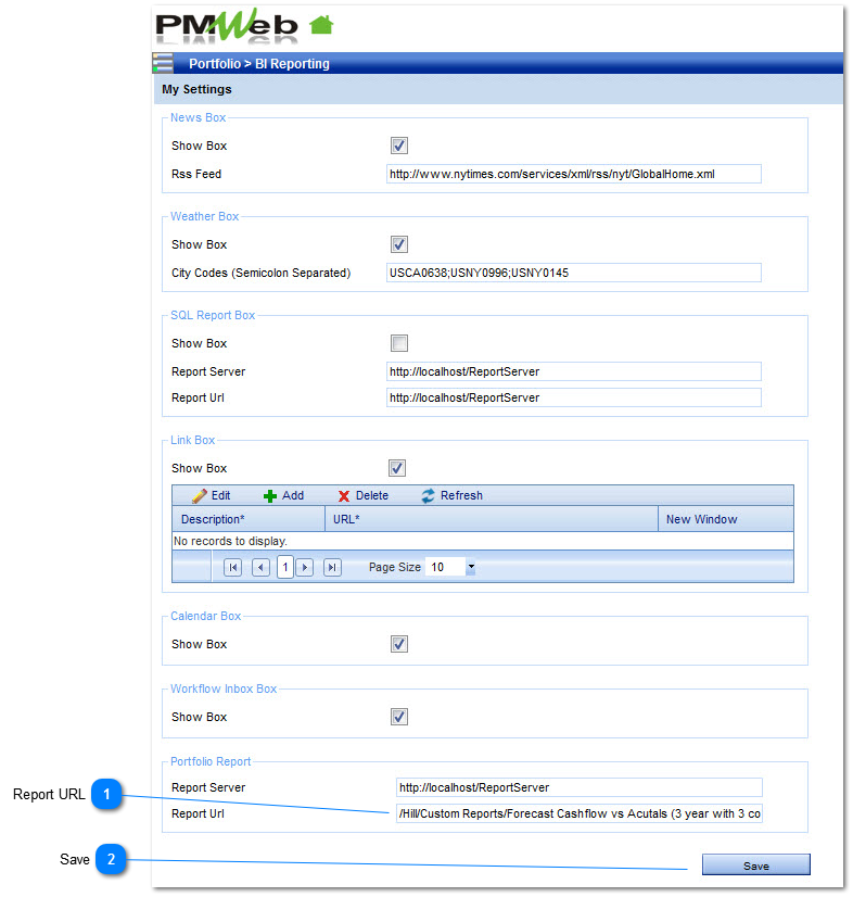 Portfolio View - BI Reporting report path